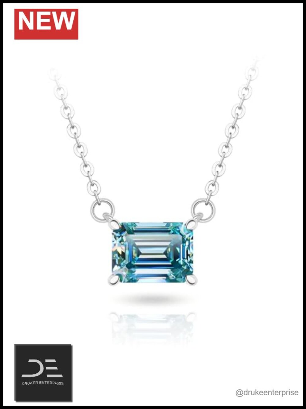 Moissanite Pendant Necklace 18K White Gold Plated 925 Silver Lobster Clasp